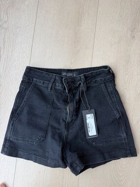 Just Black Black High-Waist Utility Shorts